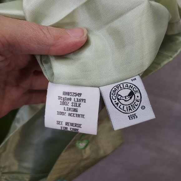 Laundry by Shelli Segal Silk Babydoll Dress 12 Embroidery Paisley Mint Vintage - Picture 10 of 16